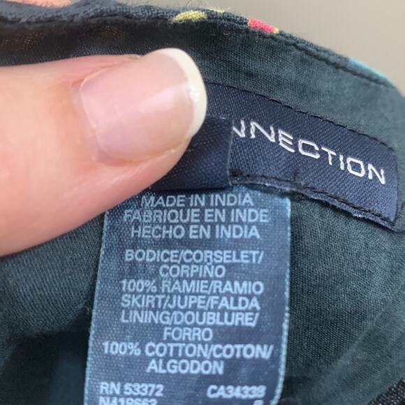 French Connection Floral Sequin Black/Blue/Yellow Strapless Dress - Picture 3 of 6